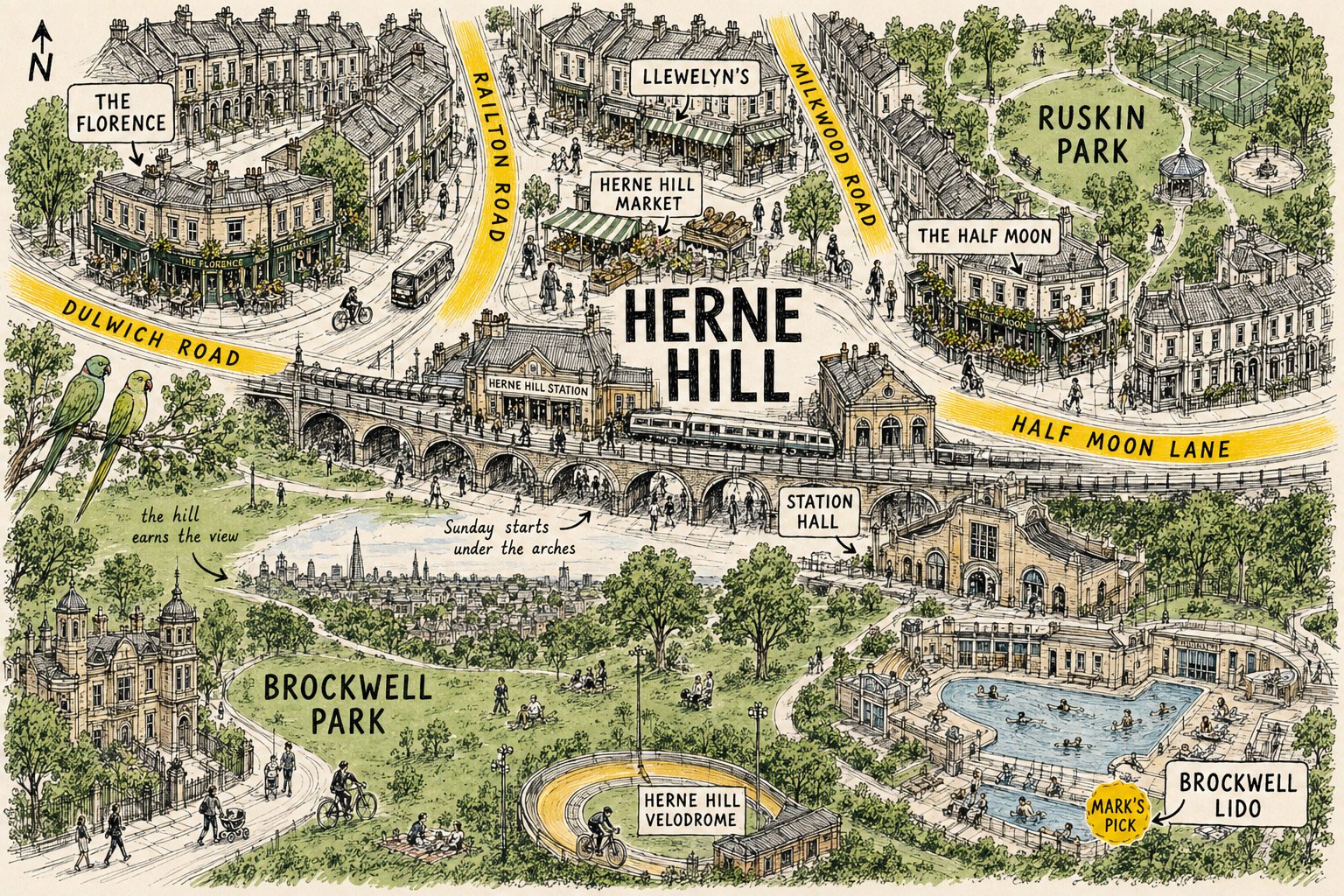 Illustrated KnokKnok guide to Herne Hill