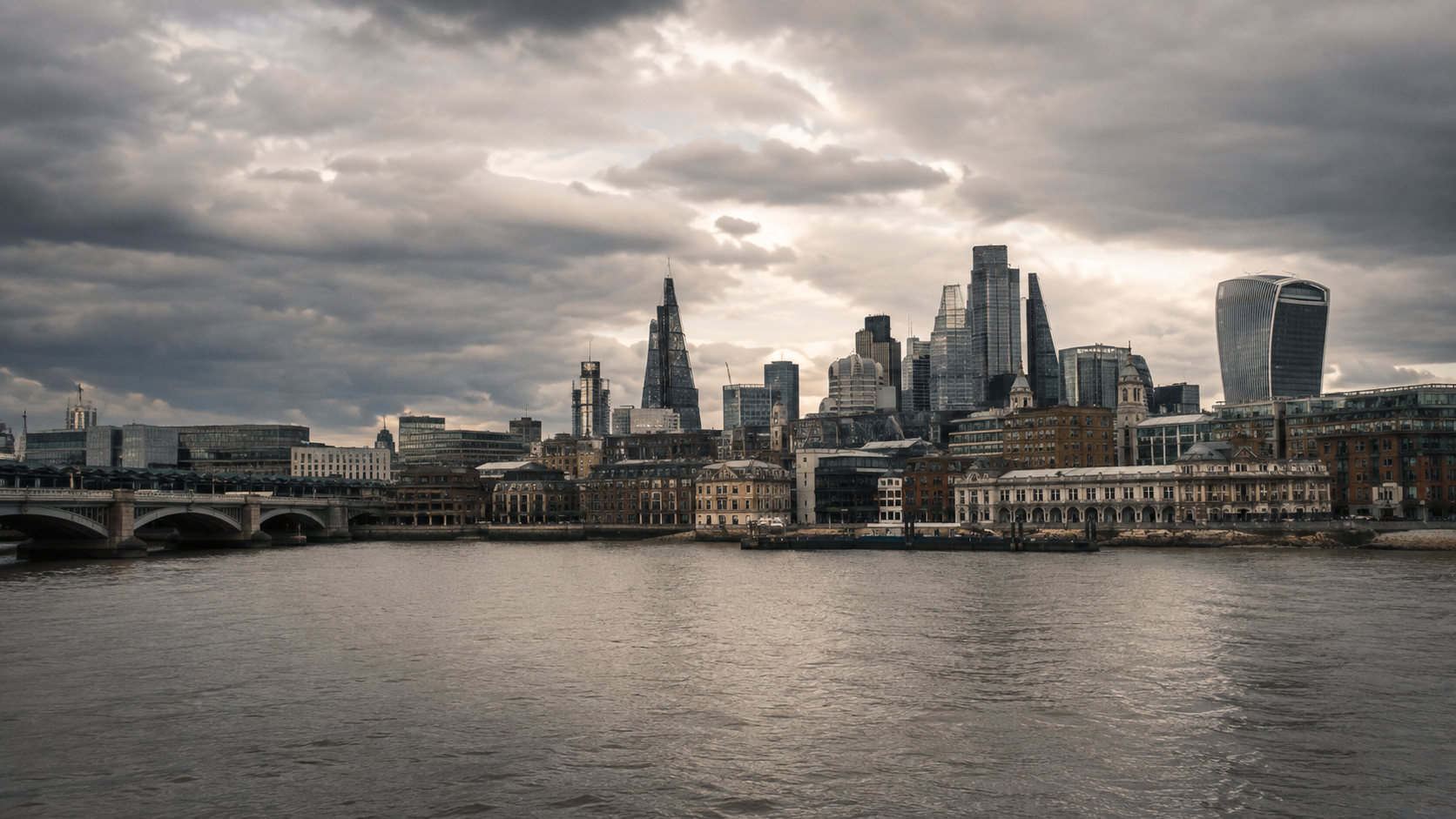 The City of London skyline viewed across the River Thames